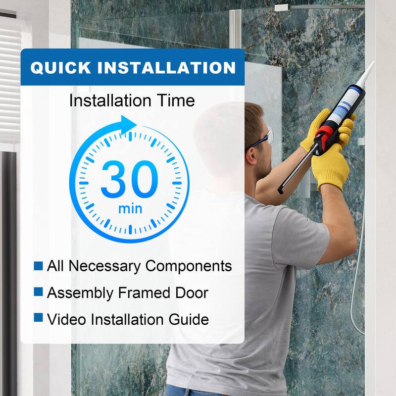 QUICK INSTALLATION  
Installation Time: 30 min  
- All Necessary Components  
- Assembly Framed Door  
- Video Installation Guide