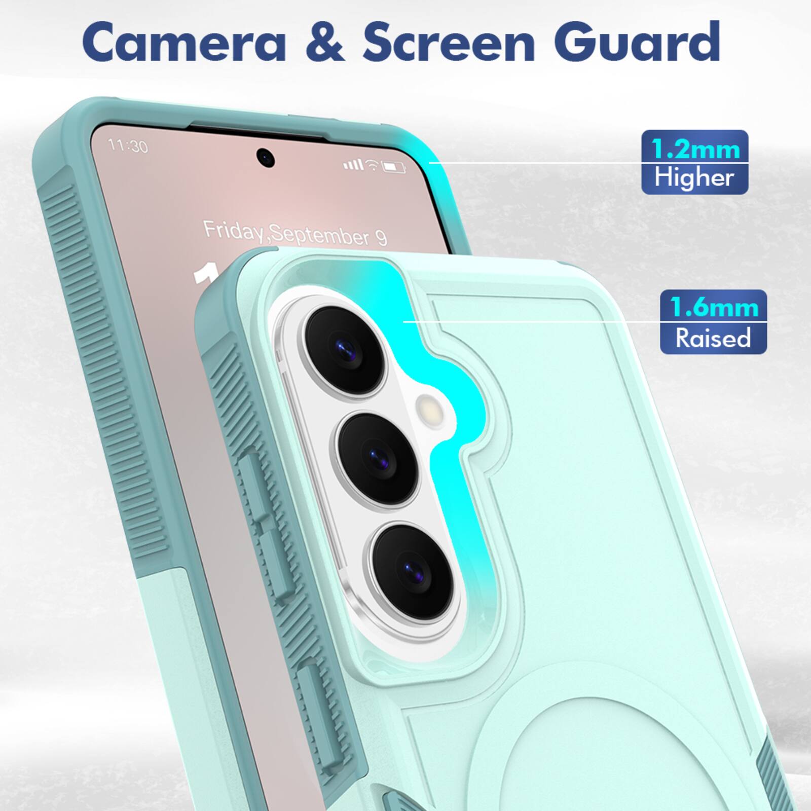 Camera & Screen Guard

11:30  
Friday, September 9

1.2mm Higher  
1.6mm Raised
