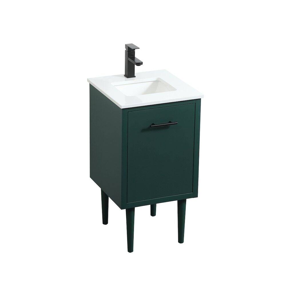 Alt View 4. Elegant Kitchen and Bath - 18 Inch Single Bathroom Vanity In Green - Green.