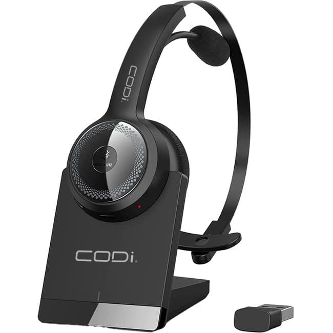 CODi - Wireless Headset with Integrated AI Noise-Cancelling Microphone - Stereo - Wireless - Bluetooth - 32.8 ft - Over-the-hea - Black