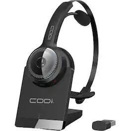 CODi - Wireless Headset with Integrated AI Noise-Cancelling Microphone - Stereo - Wireless - Bluetooth - 32.8 ft - Over-the-hea - Black