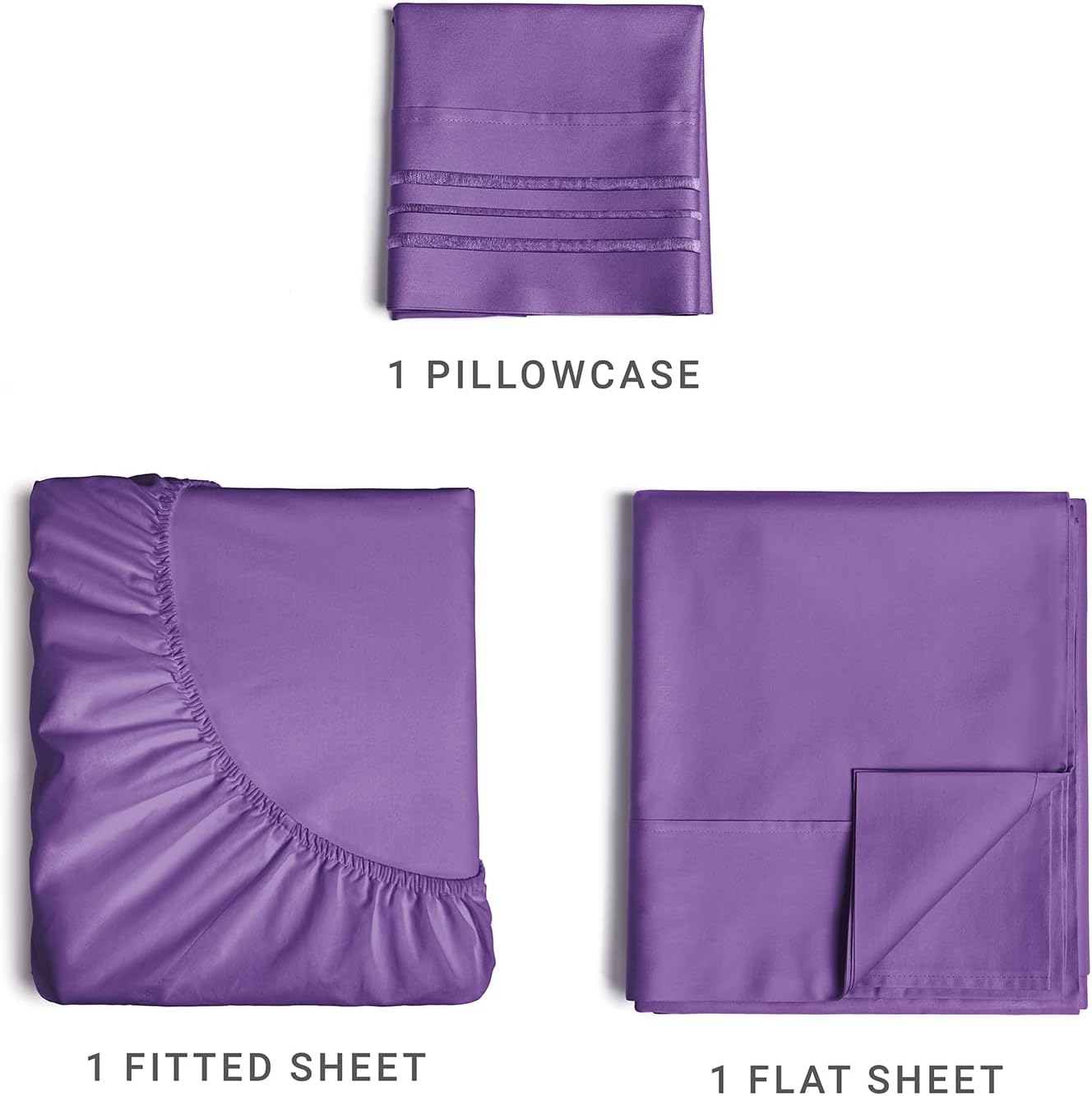 1 PILLOWCASE  
1 FITTED SHEET  
1 FLAT SHEET