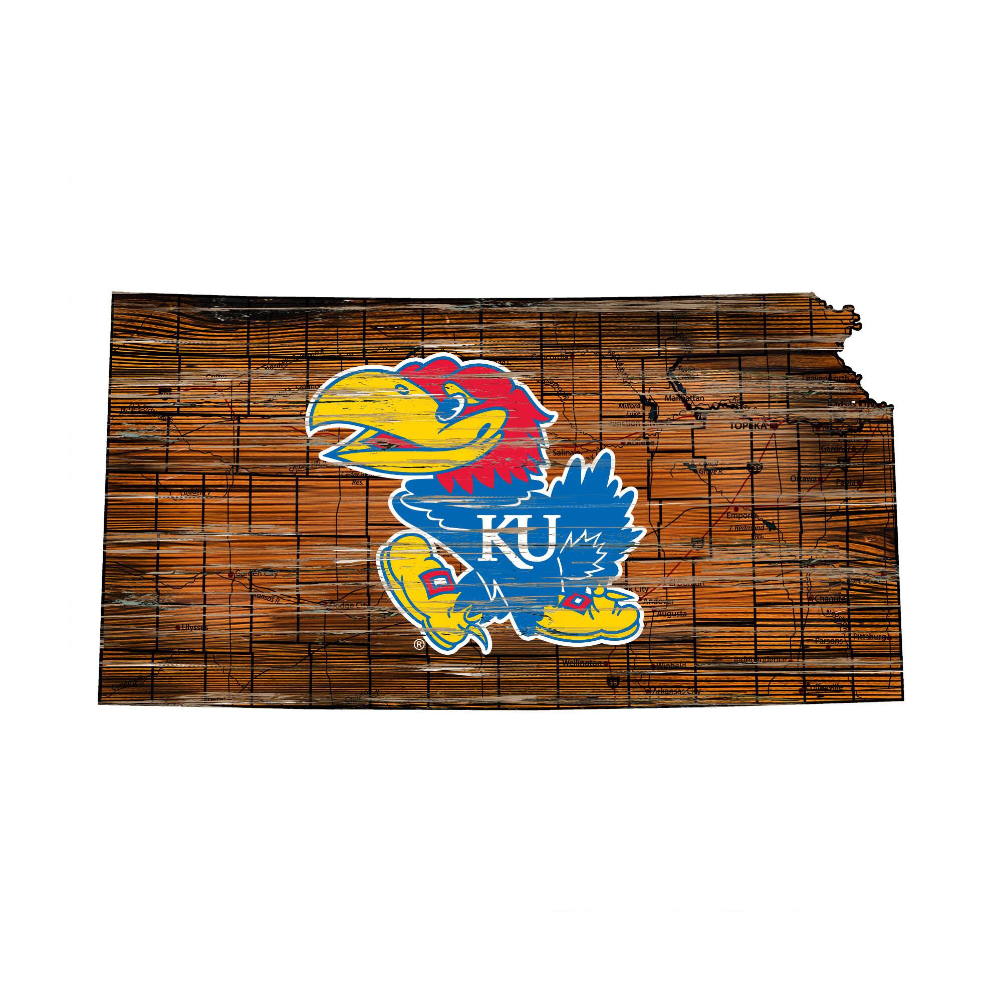 "Fan Creations - Kansas Jayhawks 23.5"" x 23.5"" Distressed State with Logo Sign - Multicolor" price history on PriceWatchPro
