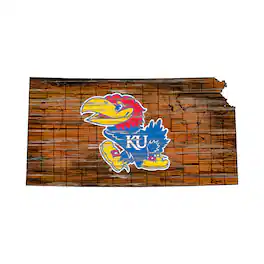 Fan Creations - Kansas Jayhawks 23.5" x 23.5" Distressed State with Logo Sign - Multicolor