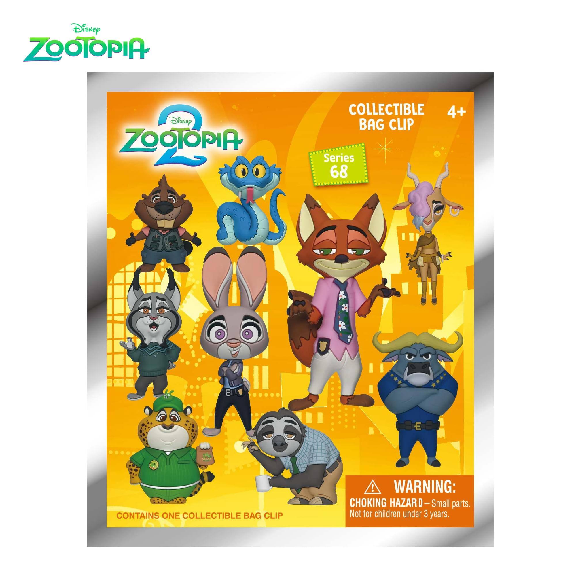 Disney Zootopia Disney Zootopia B Collectible 4+ Bag Clip Series 68 E Contains One Collectible Bag Clip Warning: Choking Hazard - Small parts. Not for children under 3 years.