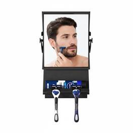 Dazzed Corner - Fogless Shower Mirror 1X/3X Dual-Sided, Anti-Fog, Rust-Proof with Squeegee - Black