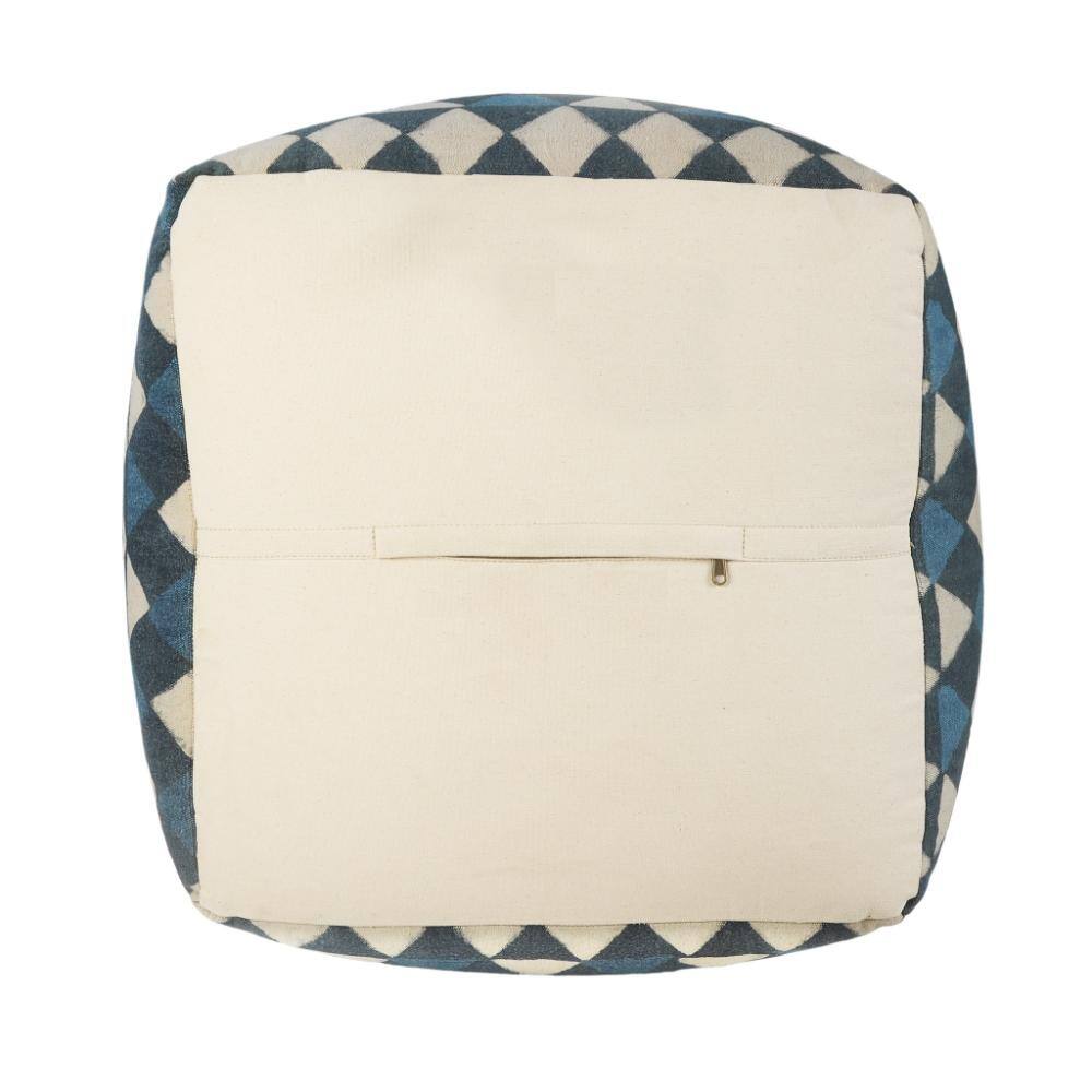 Alt View 2. Hivvago - Hivvago 20 Inch Cotton Geometric Pouf Ottoman - Blue, White.