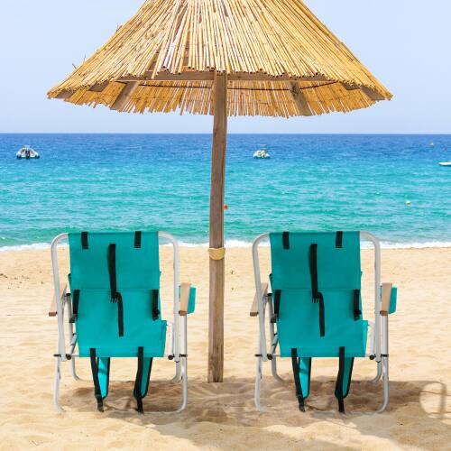Alt View 10. Winado - 2PCS 31in Portable Folding Beach Chairs with Headrest Adjustable 4-Position Backpack Foldable, Pillow for Outdoor Beach - Mint Green.