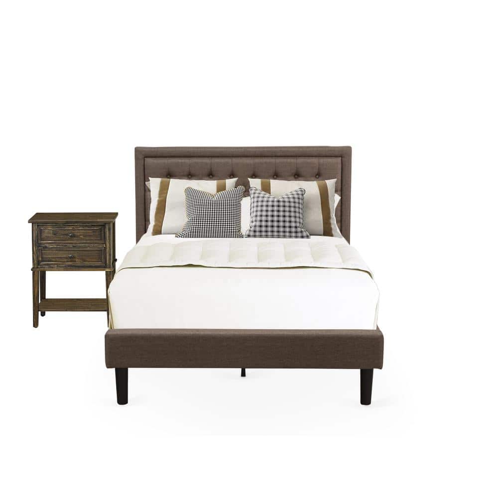East West Furniture - KD18F-1VL07 2 Pc Wooden Bedroom Set - Modern Bed Frame Headboard with 1 Nightstand - Black Finish Legs - Brown price history on PriceWatchPro