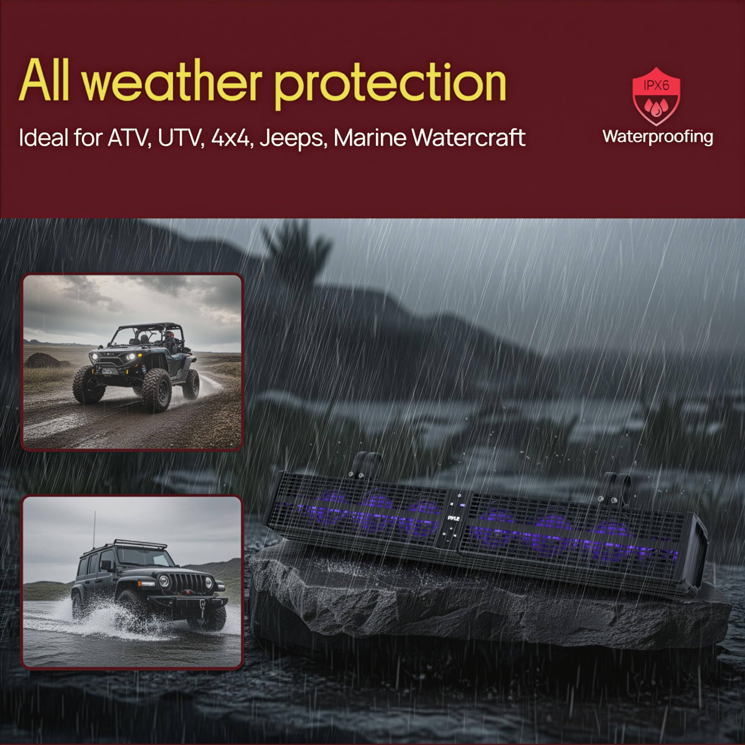 All weather protection  
Ideal for ATV, UTV, 4x4, Jeeps, Marine Watercraft  
Waterproofing  
IPX6