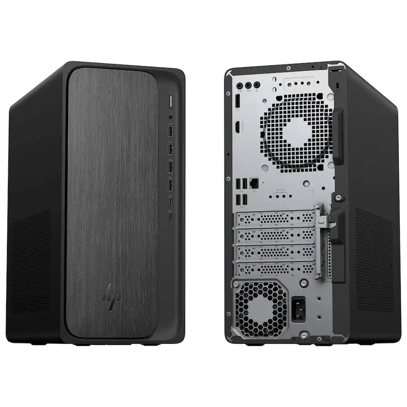 Alt View 4. HP - HP OmniDesk M02 AI Desktop PC - AMD Ryzen 7 8700G, 32GB RAM, 1TB SSD, RTX 5060 Ti 16GB, Windows 11 Home, Gray Wood - Gray Wood.