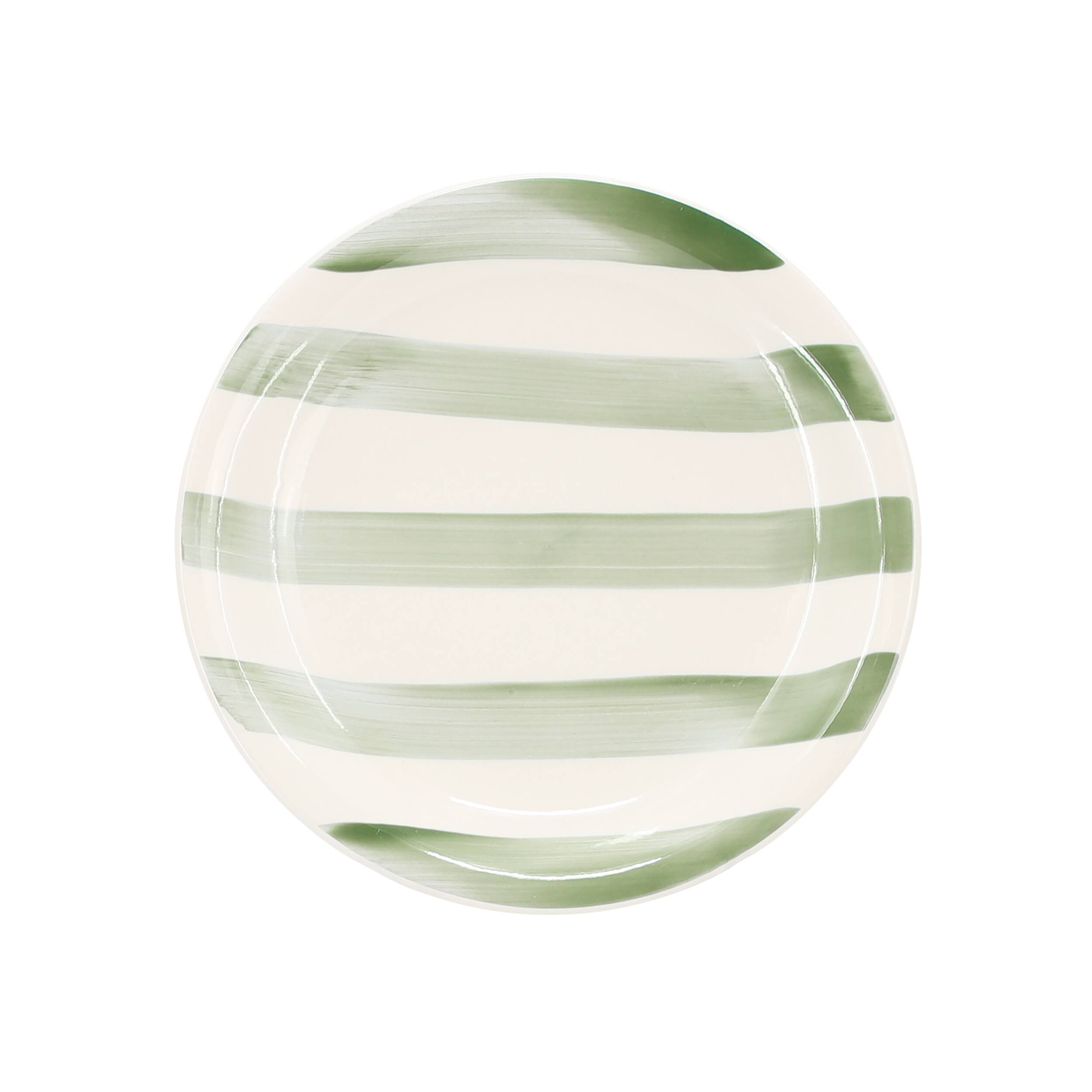 Alt View 3. Gibson - Gibson Home Kenwood Shores 12 Piece Stoneware Dinnerware Set in Green Stripe - Green Stripe.