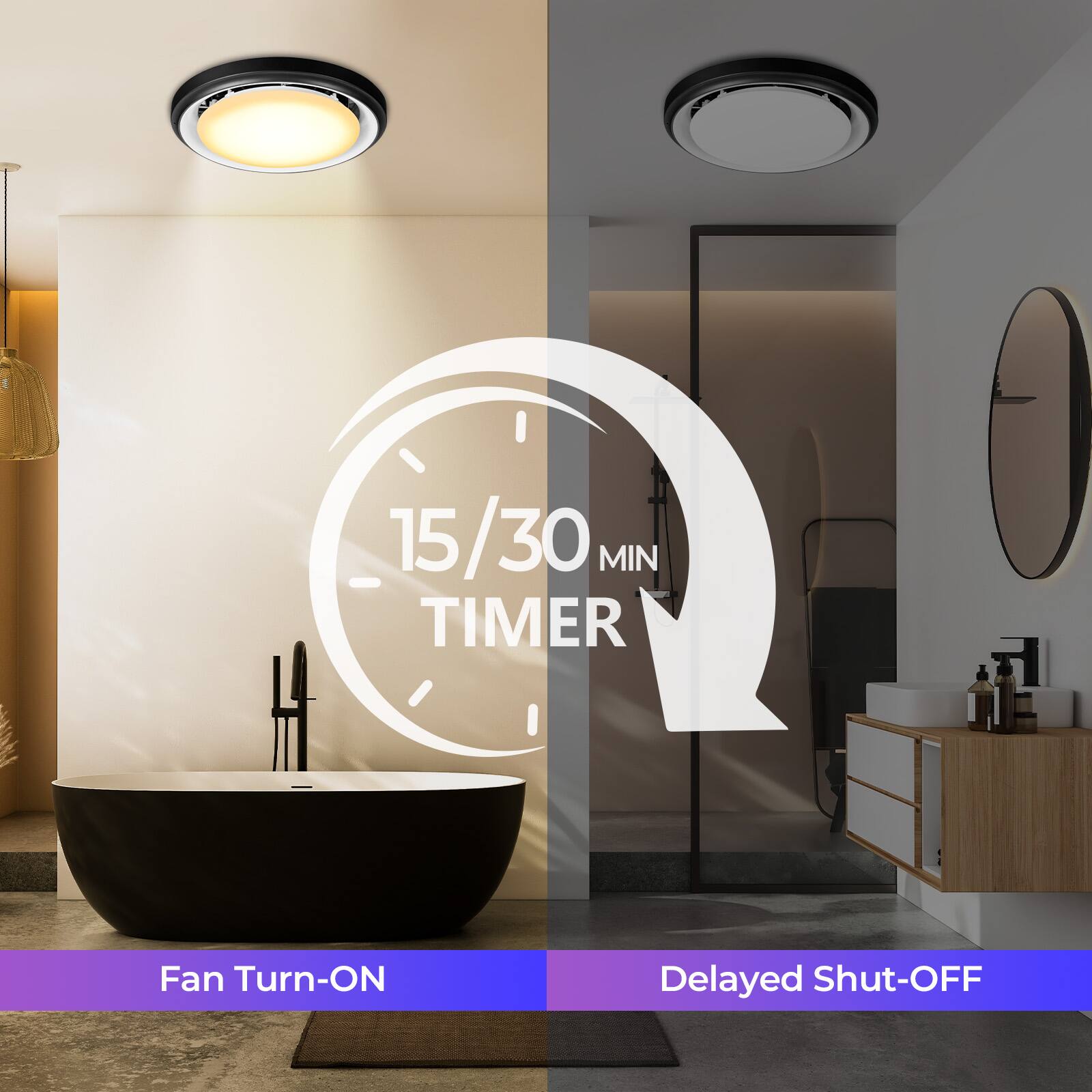 15/30 MIN TIMER  
Fan Turn-ON  
Delayed Shut-OFF