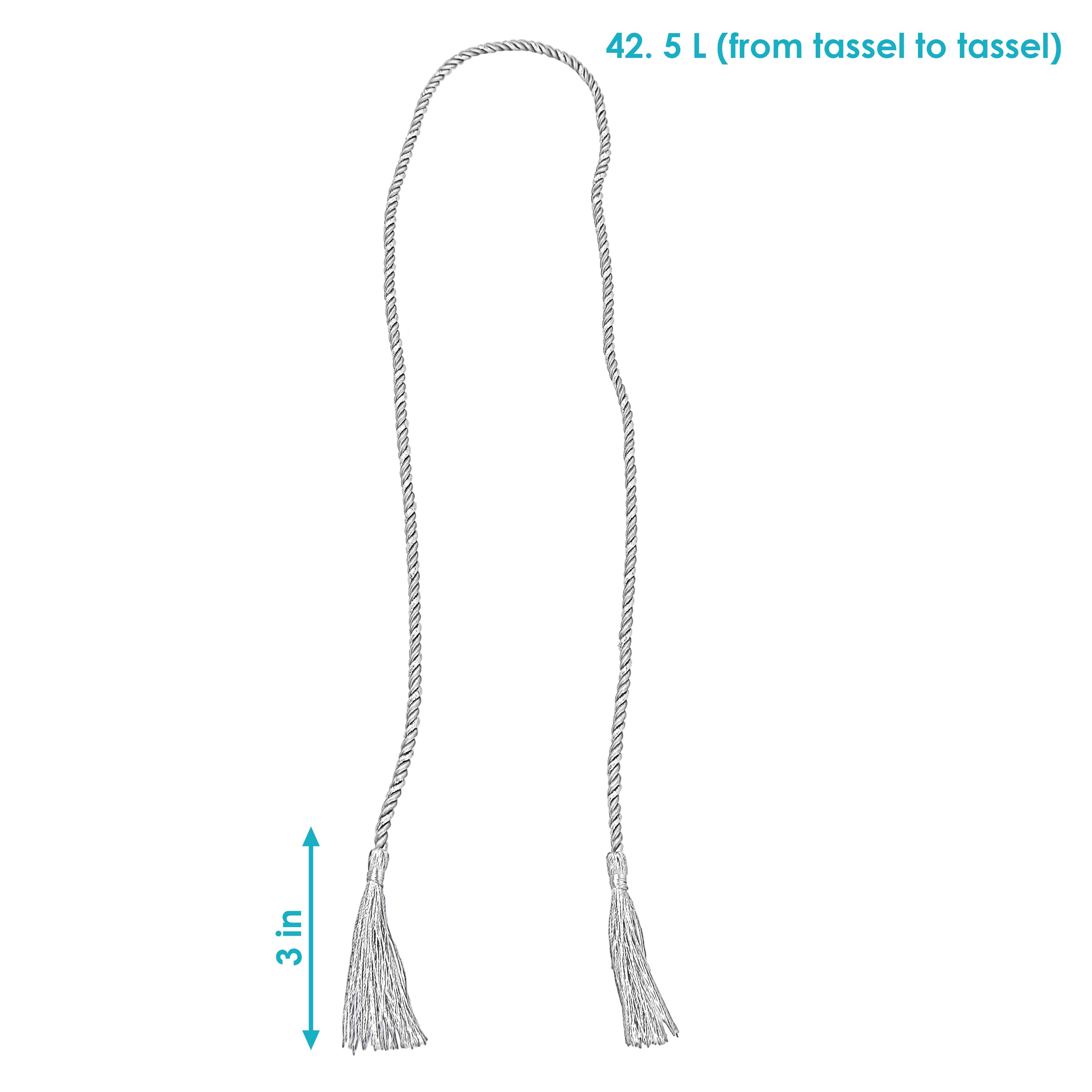 42.5 L (from tassel to tassel)  
3 in