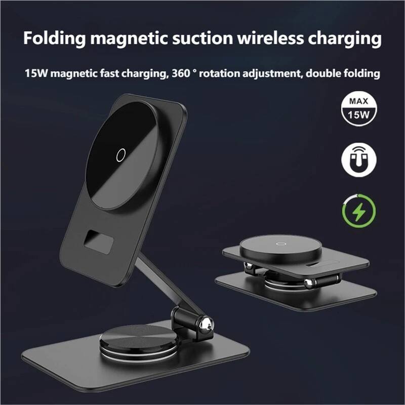 Folding magnetic suction wireless charging

15W magnetic fast charging, 360° rotation adjustment, double folding

MAX 15W