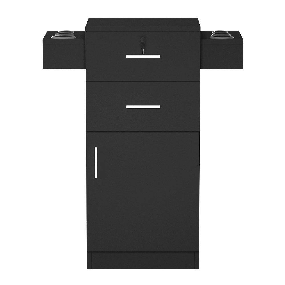 Angle. Winado - Salon Station Barber Storage Cabinet with 2 drawers & Cabinet & 6 Hair Dryer Holders for Hair Styling Makeup Beauty Spa - Black.