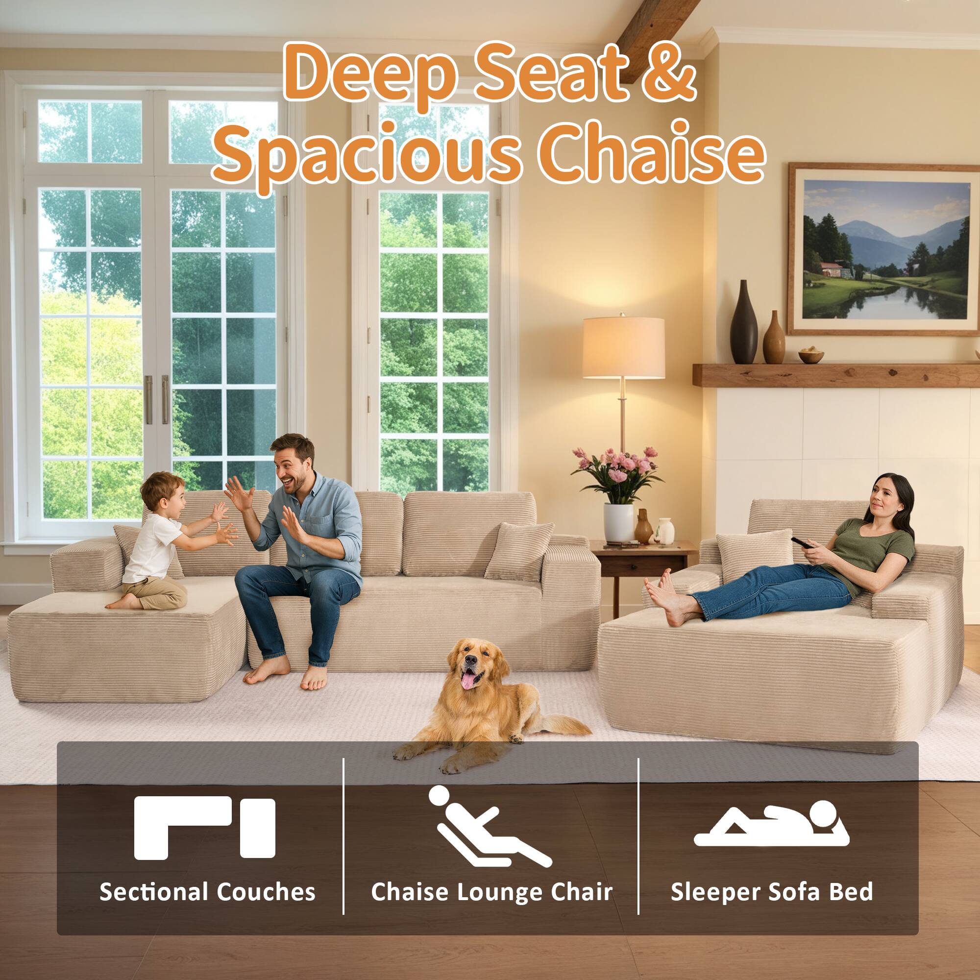 Deep Seat & Spacious Chaise

PI Sectional Couches Chaise Lounge Chair Sleeper Sofa Bed

Sectional Couches | Chaise Lounge Chair | Sleeper Sofa Bed