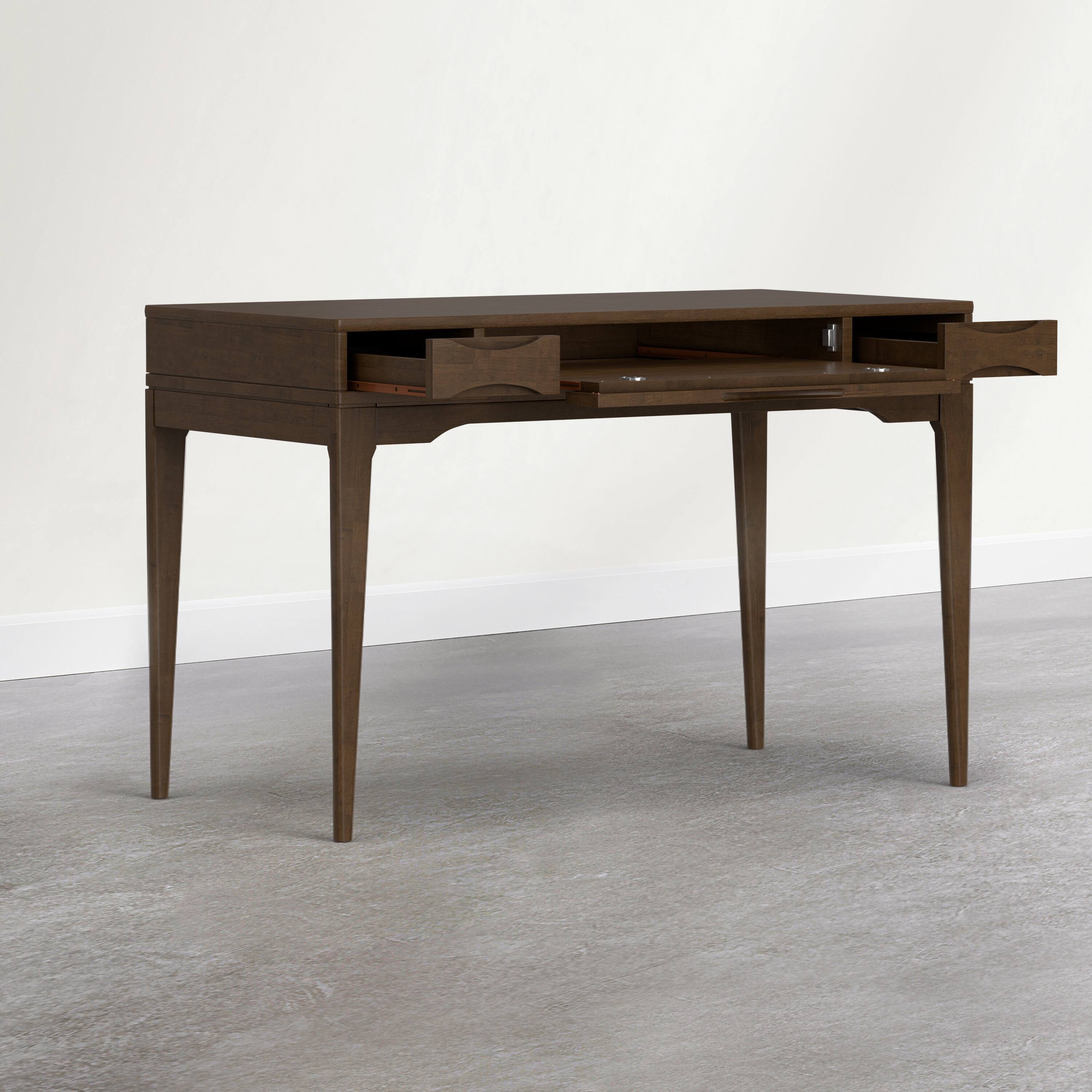 Left. Simpli Home - Harper 48 inch Wide Solid Wood Small Desk, Dark Brown Chestnut - Dark Brown Chestnut.