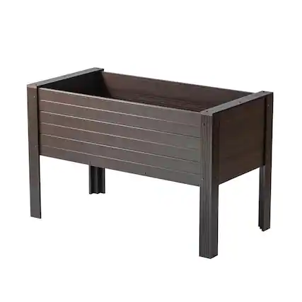 Front. New Age Pet - 48" ECOFLEX Elevated Planter, Walnut - Walnut.