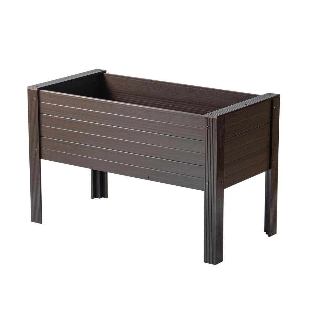 Front. New Age Pet - 48" ECOFLEX Elevated Planter, Walnut - Walnut.