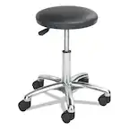 Front. Safco - Height-Adjustable Lab Stool, Backless, Supports Up to 250 lb, 16" to 21" Seat Height, Black Seat, Chrome Base - Black.