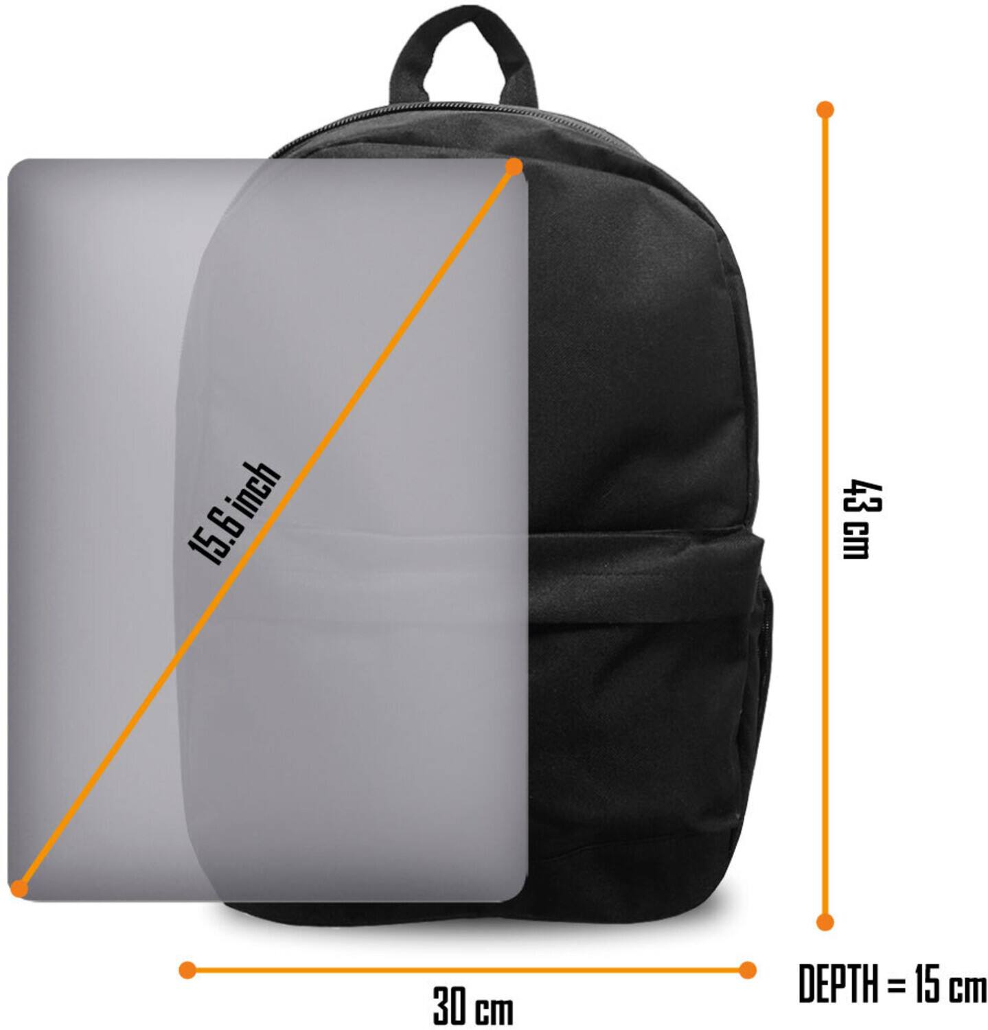 15.6 inch  
43 cm  
30 cm  
DEPTH = 15 cm