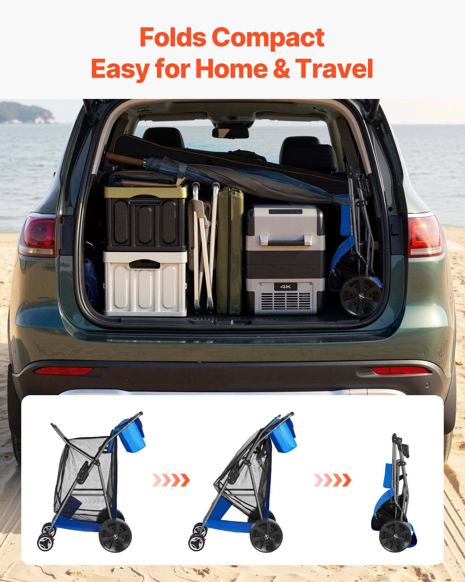 Folds Compact  
Easy for Home & Travel