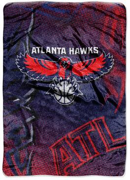 Northwest - Atlanta Hawks NBA Fierce Design Raschel Royal Plush 60x80 Throw/Blanket - Multi