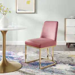 Amplify Sled Base Performance Velvet Dining Side Chair by Modway - Gold Dusty Rose