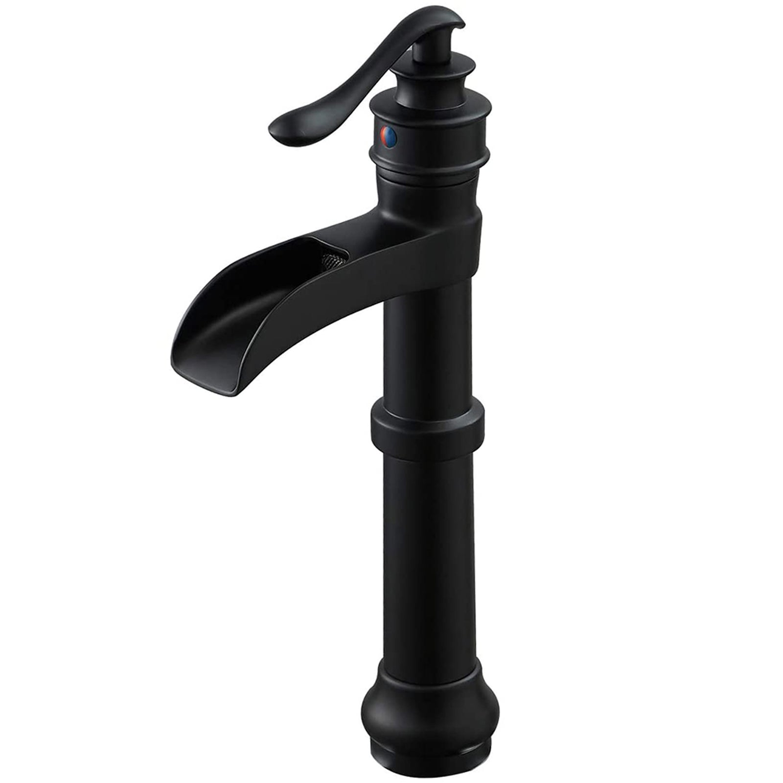 Alt View 10. Boyel Living - Waterfall Single Hole Single-Handle Vessel Bathroom Faucet with Pop-up Drain in Matte Black - Matte Black.
