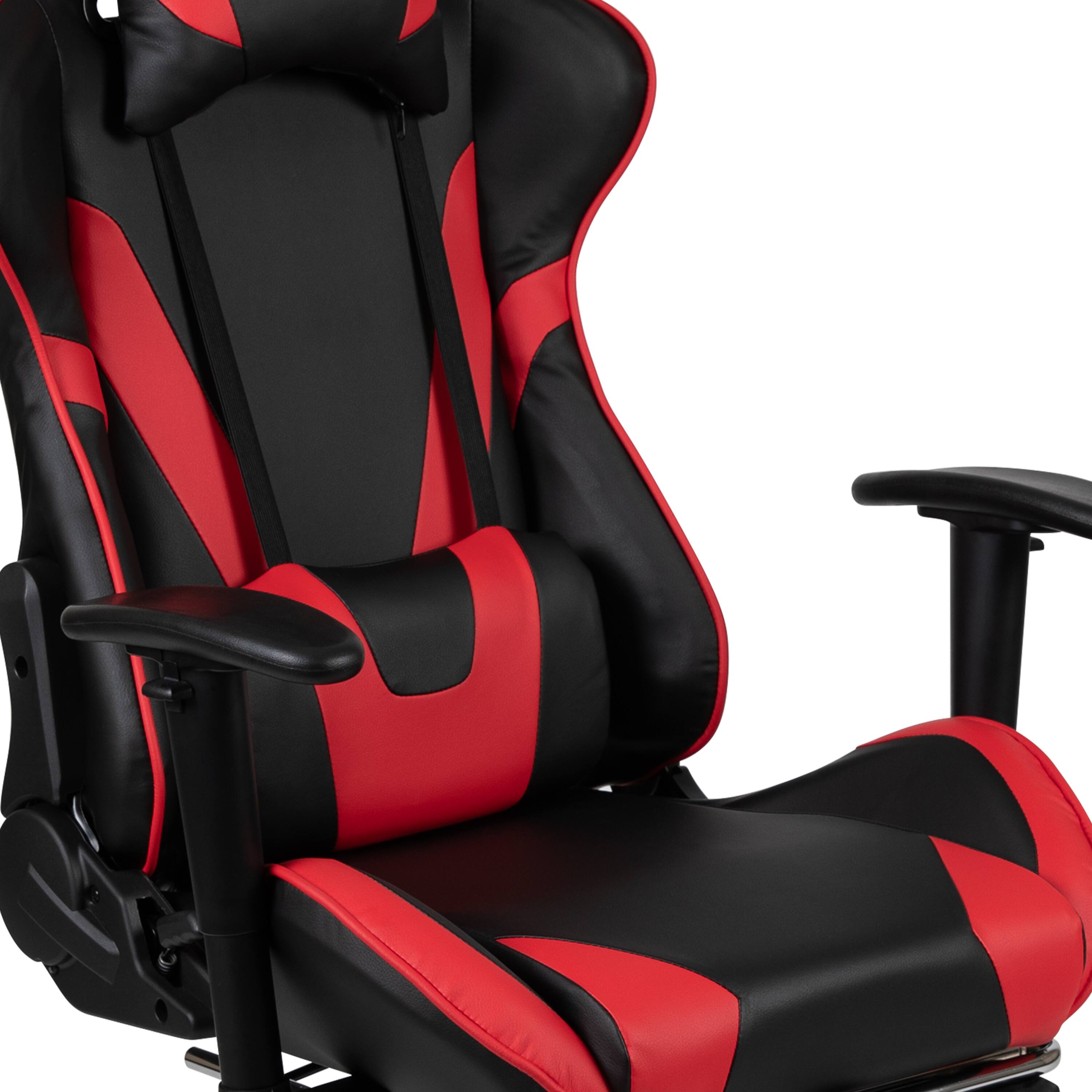 Alt View 8. Emma + Oliver - Desk Bundle-Gaming Desk, Cup Holder, Headphone Hook and Reclining Chair - Red.