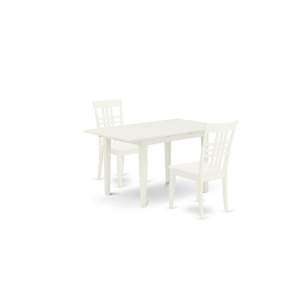 Front. East West Furniture - Dining Table- Dining Chairs - Brown.
