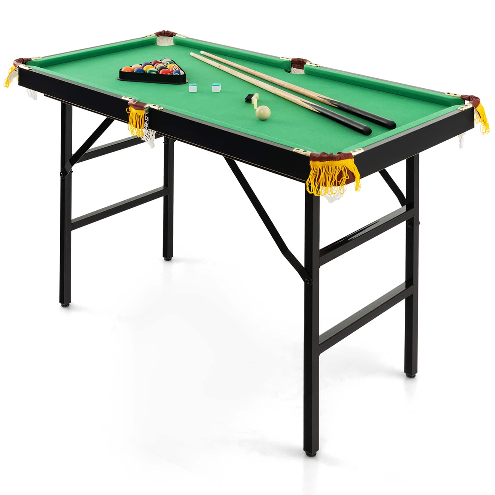 Alt View 17. Costway - 47" Folding Billiard Table Pool Game Table Indoor Kids w/ Cues Brush Chalk Green - Green.