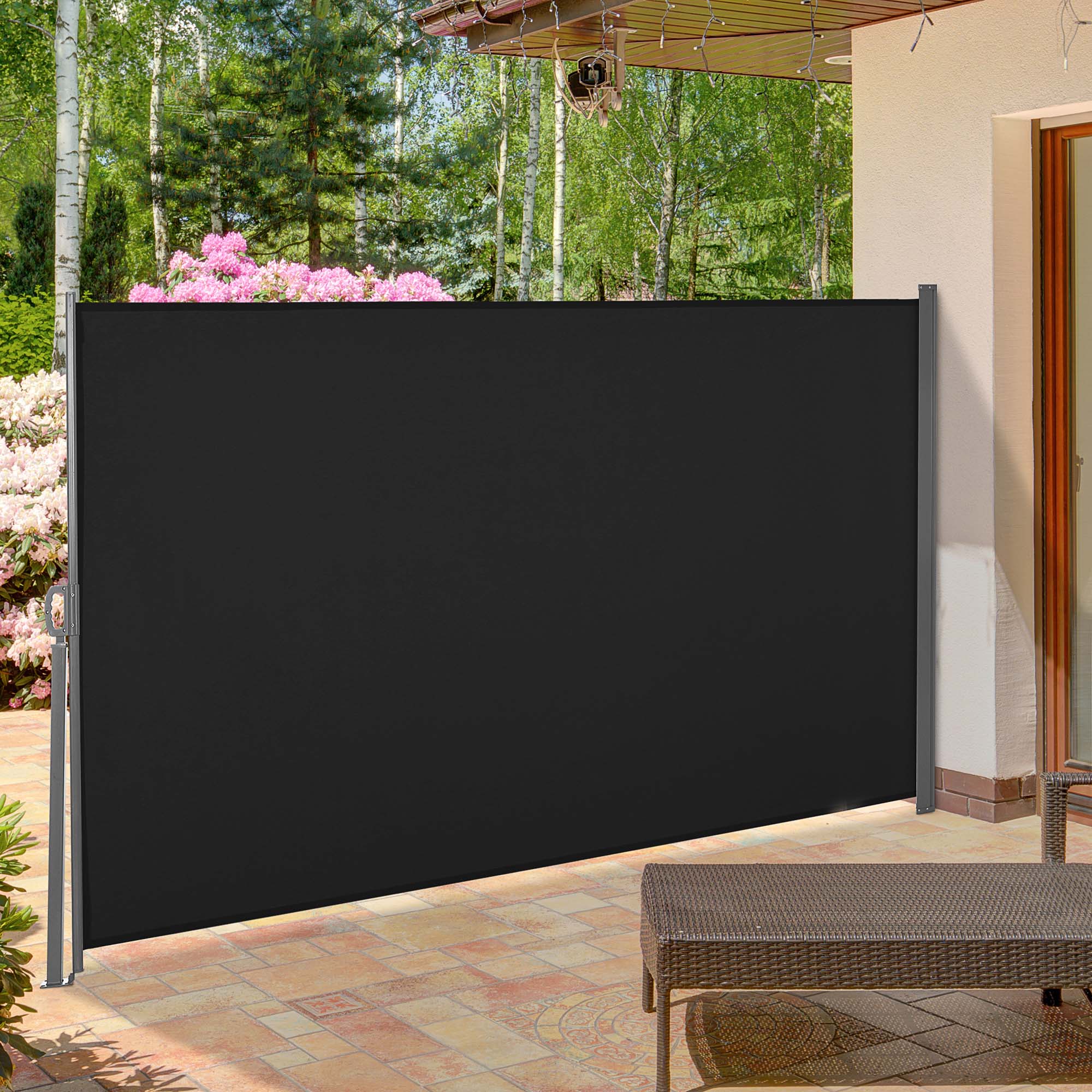 Alt View 1. Outsunny - 118" x 63" Side Awning, Retractable Privacy Screen & Driveway Guard, Instant Outside Screen, Wall, or Fence - Black.