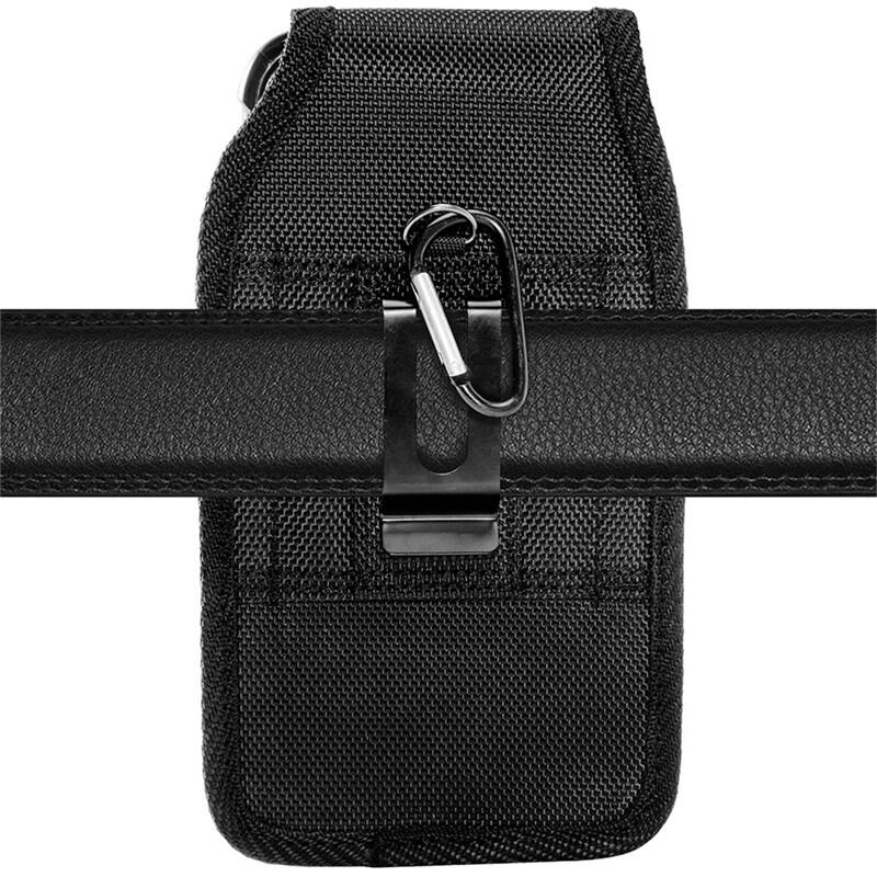 Alt View 3. LUXMO - LUXMO Extra Large Vertical Universal Leather Phone Holster with Front Buckle - Black - Black.