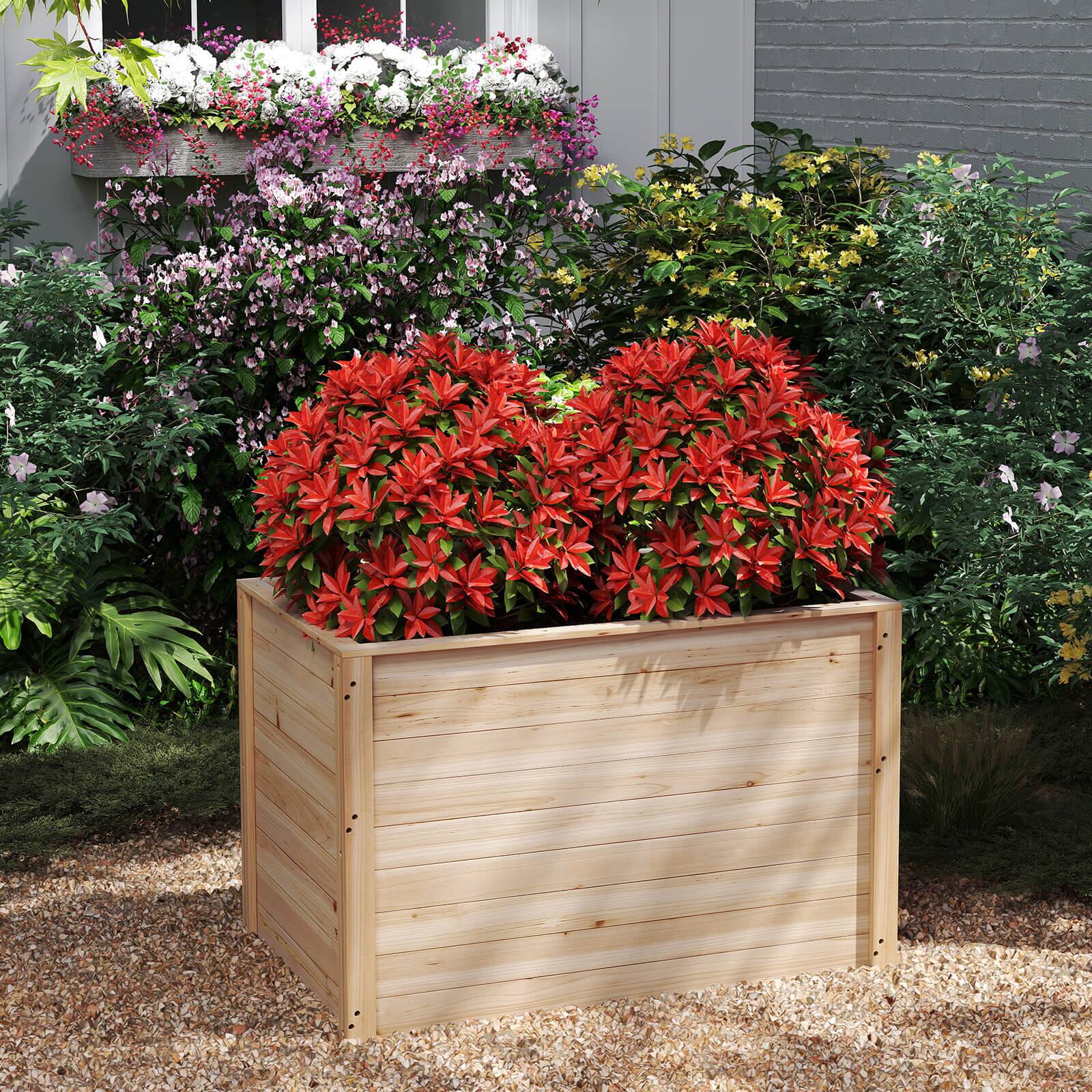 Alt View 4. Costway - Costway 1 PCS Elevated Planter Box with Open-Ended Base for Deep-Rooted Vegetable - Natural.