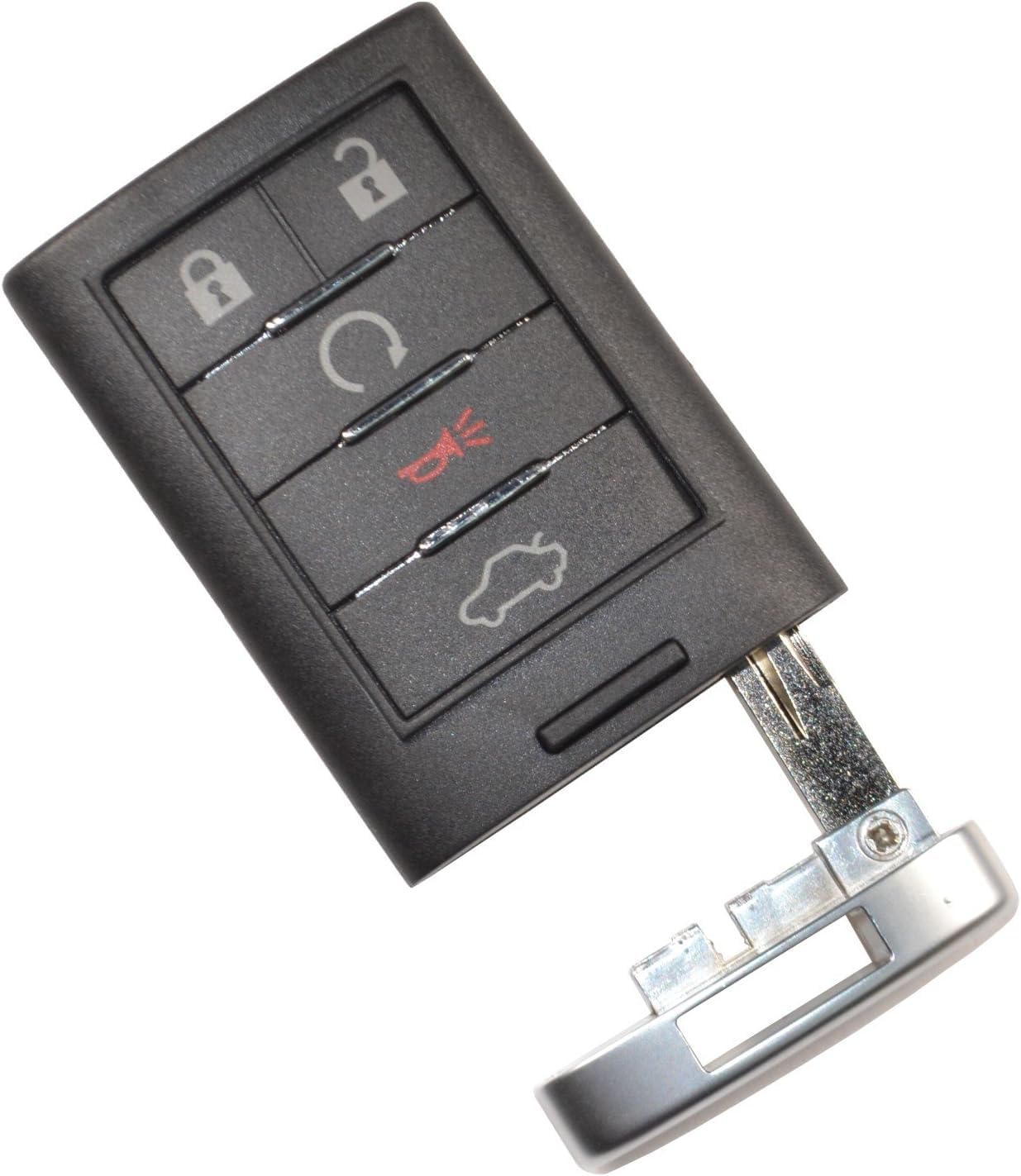 Back. HQRP - Flip Key Fob Shell Case with 5 Buttons and Battery for Cadillac CTS STS SRX DTS 2008-2013 - Black.