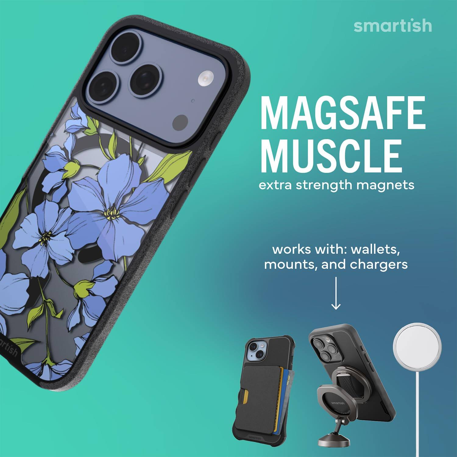 smartish

MAGSAFE MUSCLE extra strength magnets

works with: wallets, mounts, and chargers