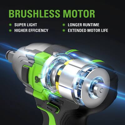 Greenworks 24 Volt 1/2” Brushless Cordless Impact Wrench with 2Ah