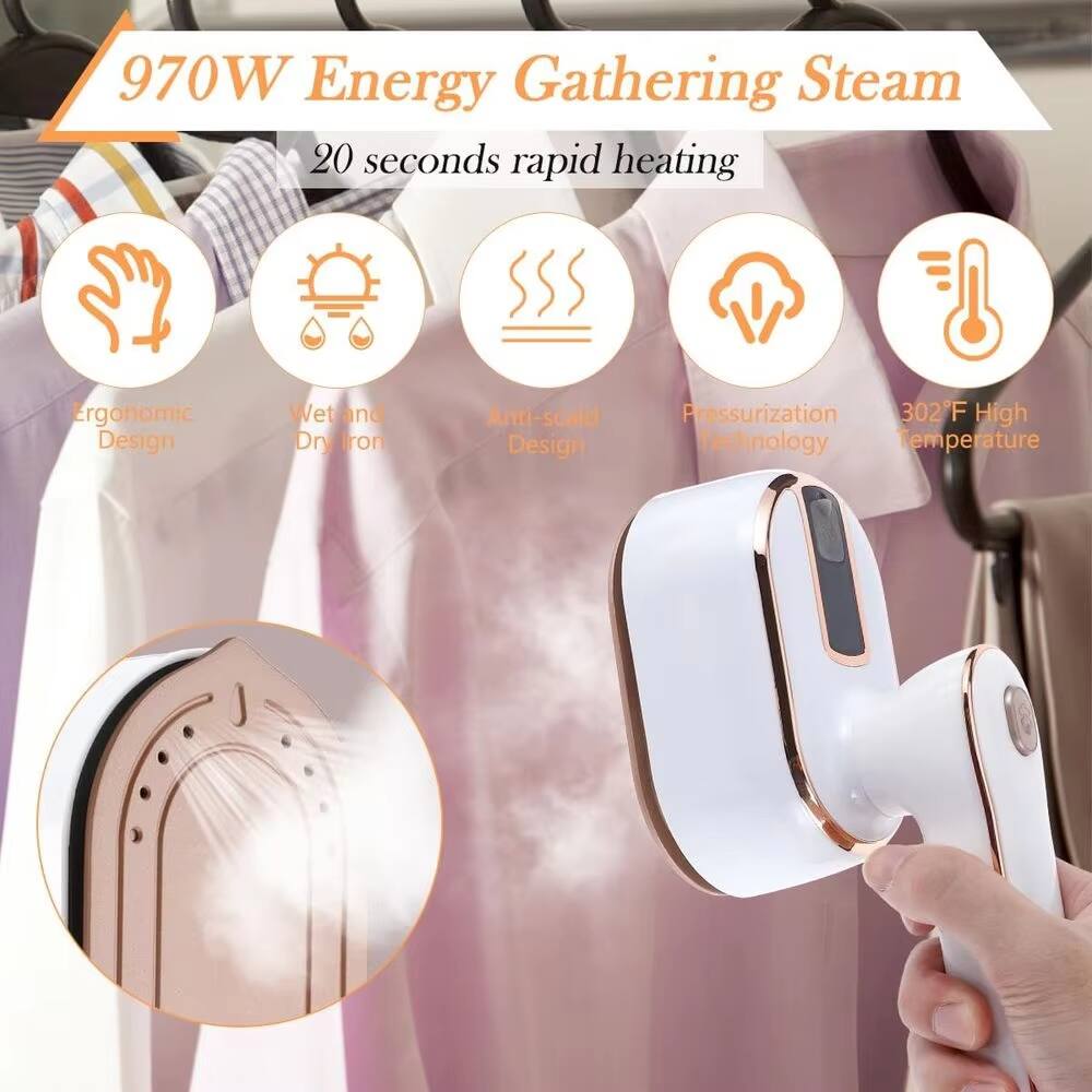 970W Energy Gathering Steam  
20 seconds rapid heating  
Ergonomic Design  
Wet and Dry Iron  
Anti-scald Design  
Pressurization Technology  
302°F High Temperature