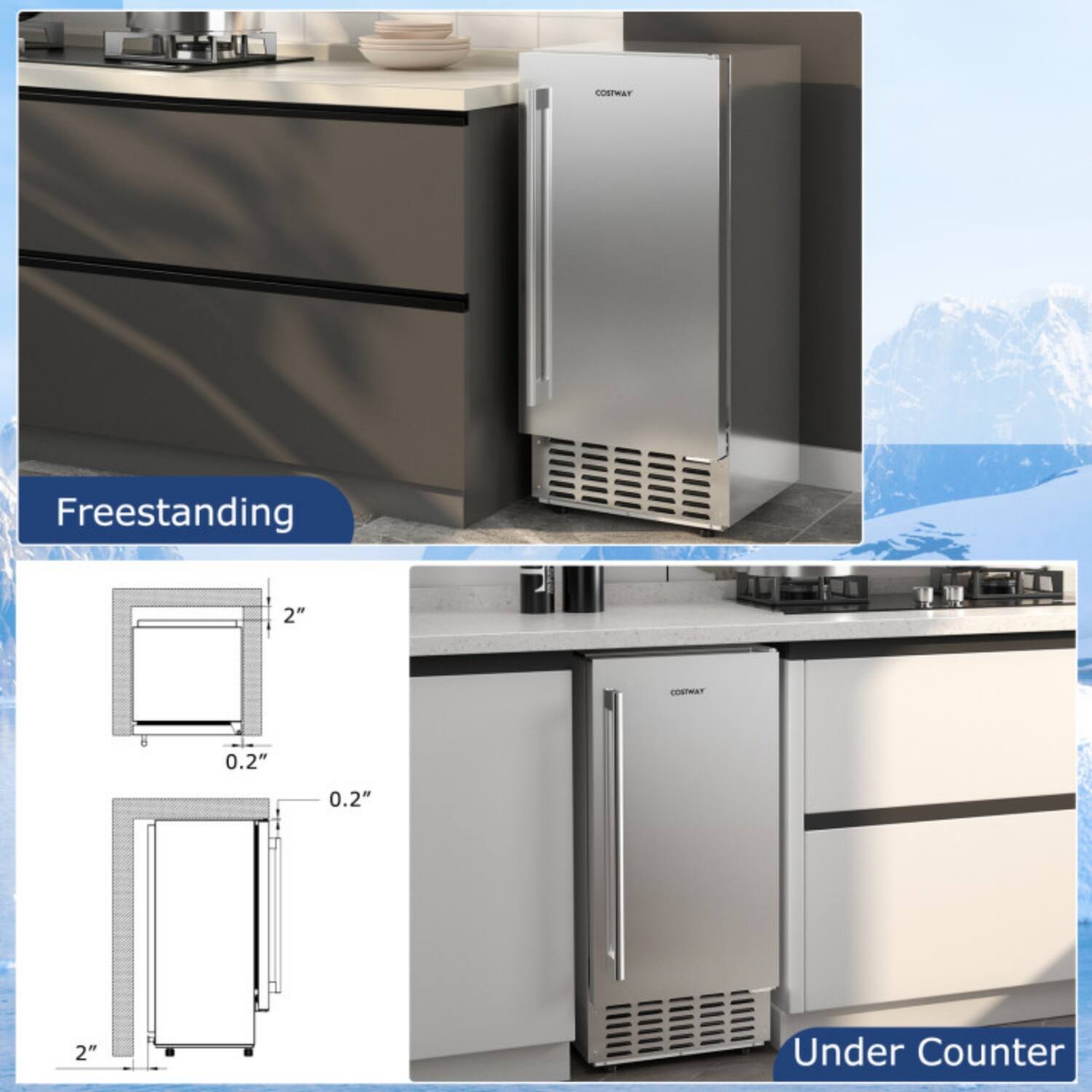 COSWAY Freestanding 2" CONTWAT d 0.2" 0.2" 2" Under Counter