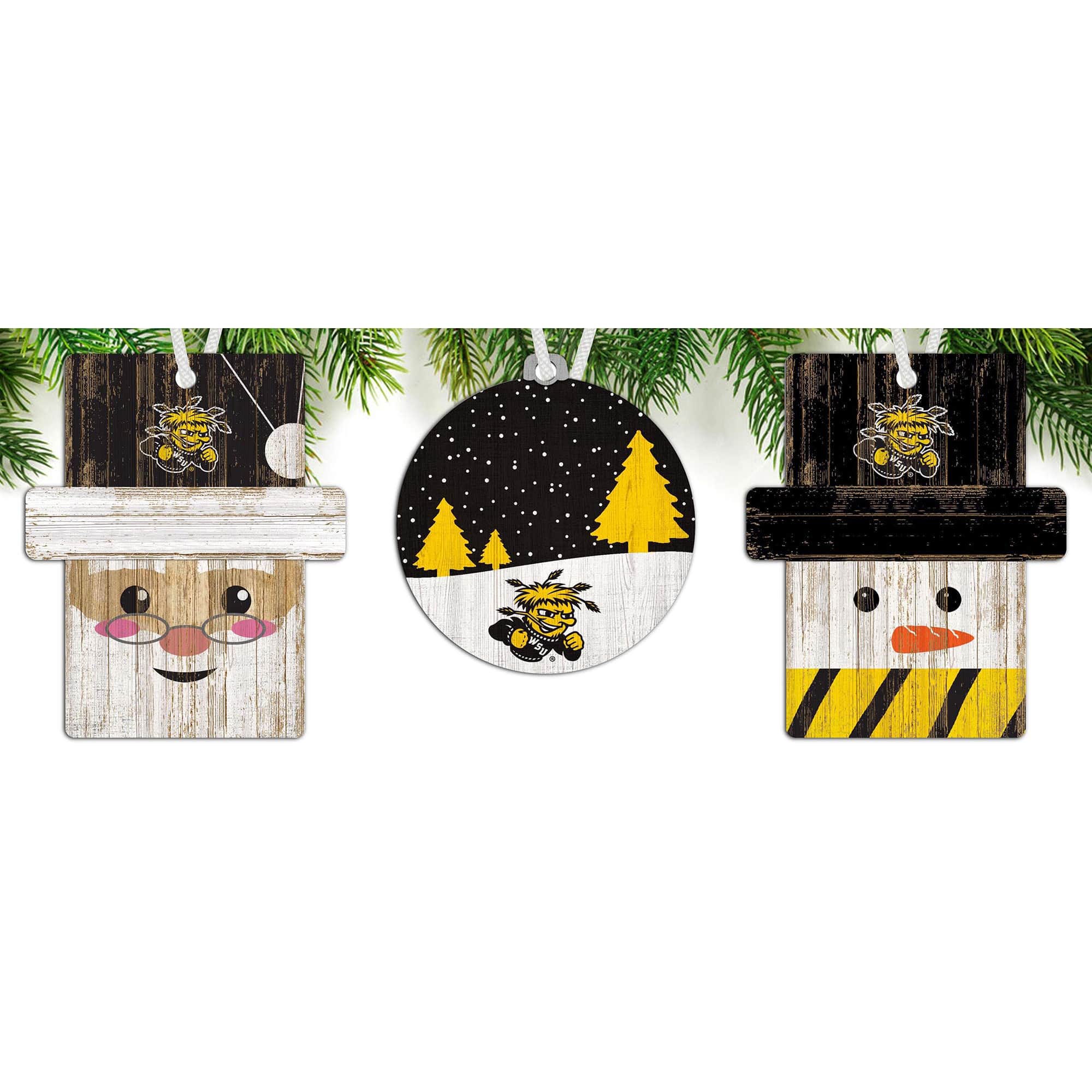 Fan Creations - Wichita State Shockers 3-Pack Ornament Set - Multicolor
