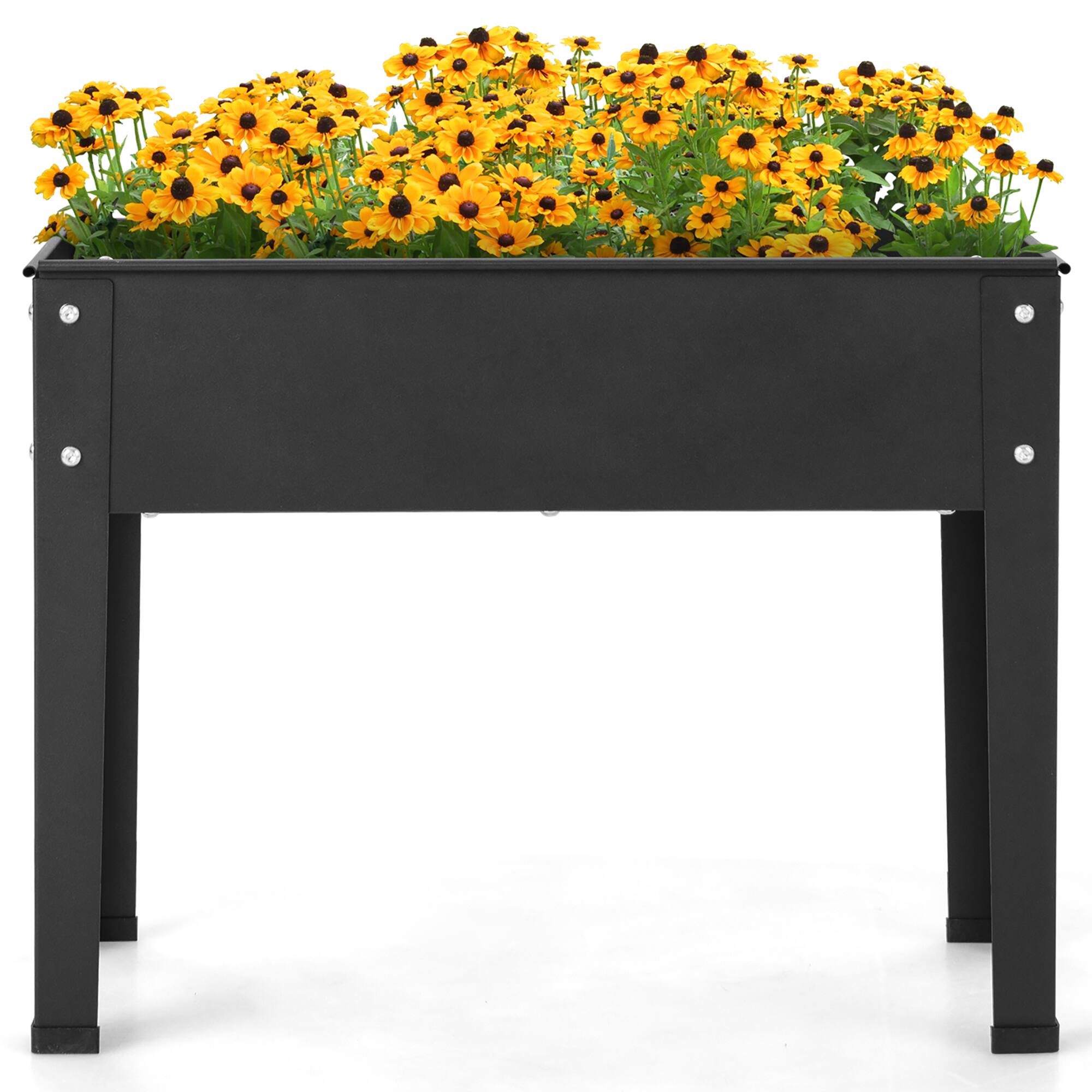 Alt View 1. Costway - 24'' Raised Garden Bed with Legs Metal Elevated Planter Box Drainage Hole Backyard - Black.