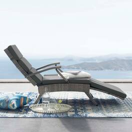 Envisage Chaise Outdoor Patio Wicker Rattan Lounge Chair by Modway - Light Gray Charcoal