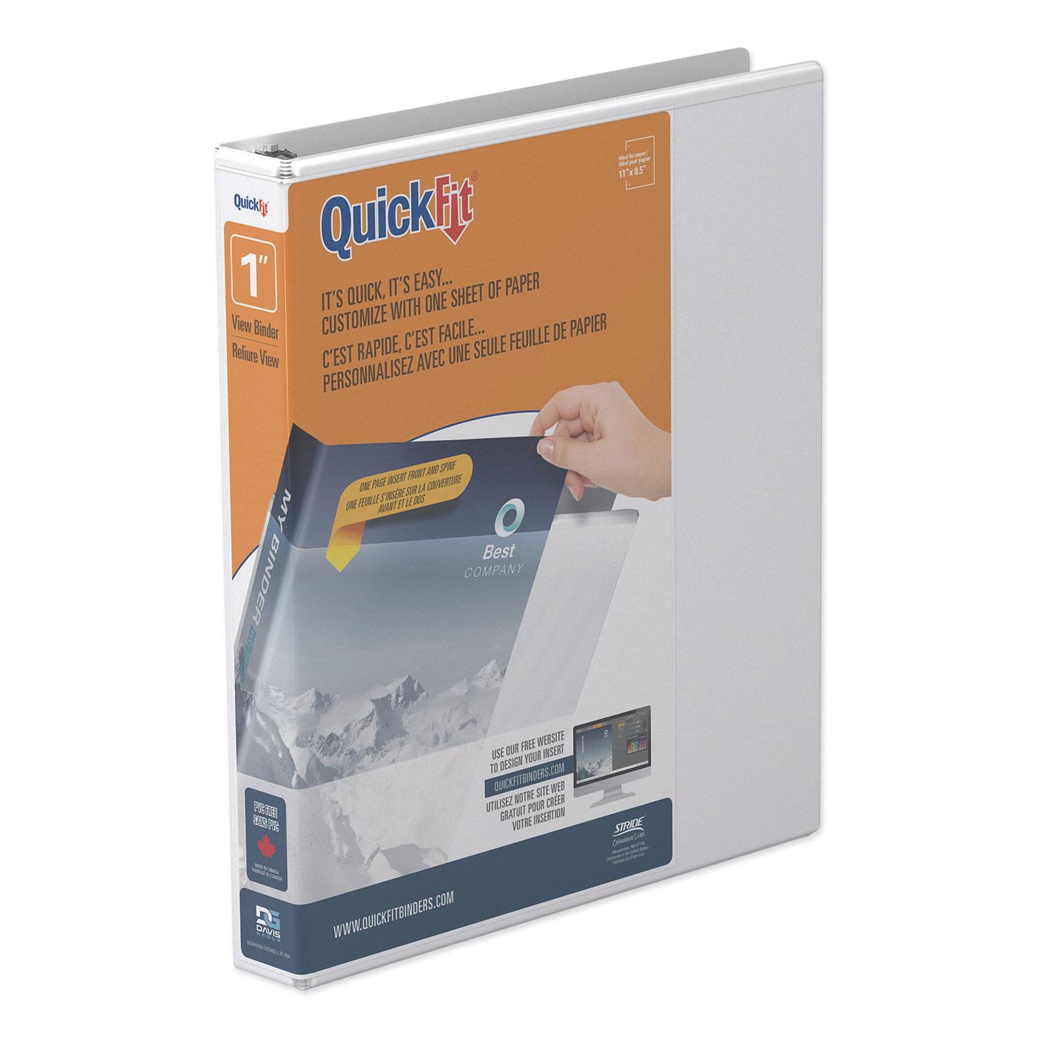 - Quickfit 1" View Binder
- It's quick, it's easy... customize with one sheet of paper
- C'est rapide, c'est facile... personnalisez avec une feuille de papier
- Best Company
- Use our free website to design your insert
- Utilisez notre site web gratuit pour créer votre insertion
- www.quickfitbinders.com