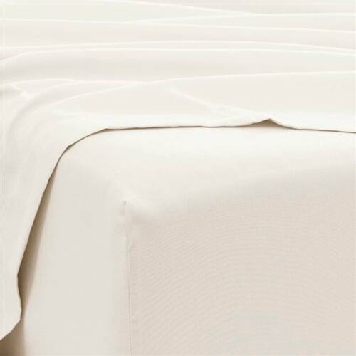 Back. SlickBlue - Wrinkle-Resistant Microfiber/Polyester Sheet Set for Easy Care Bedding - Ivory.