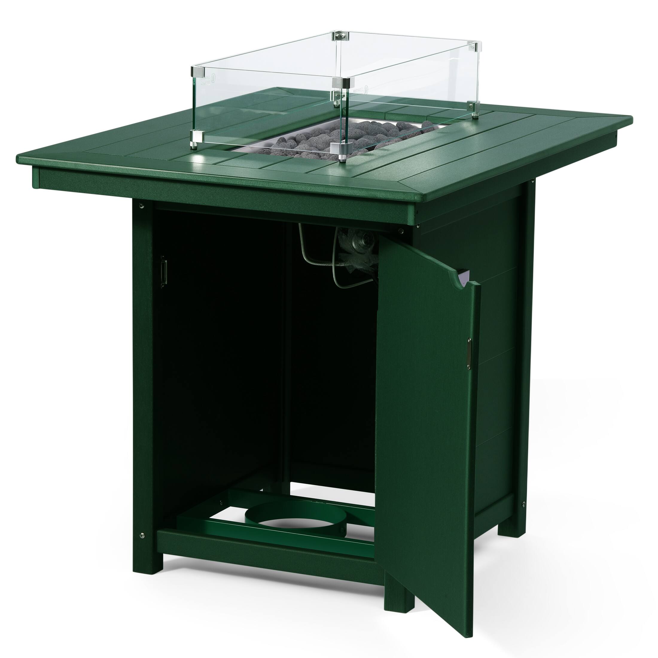 Left. WestinTrends - WestinTrends Helios 46" Modern Outdoor Patio Gas Propane Rectangle Fire Pit Table - Dark Green.