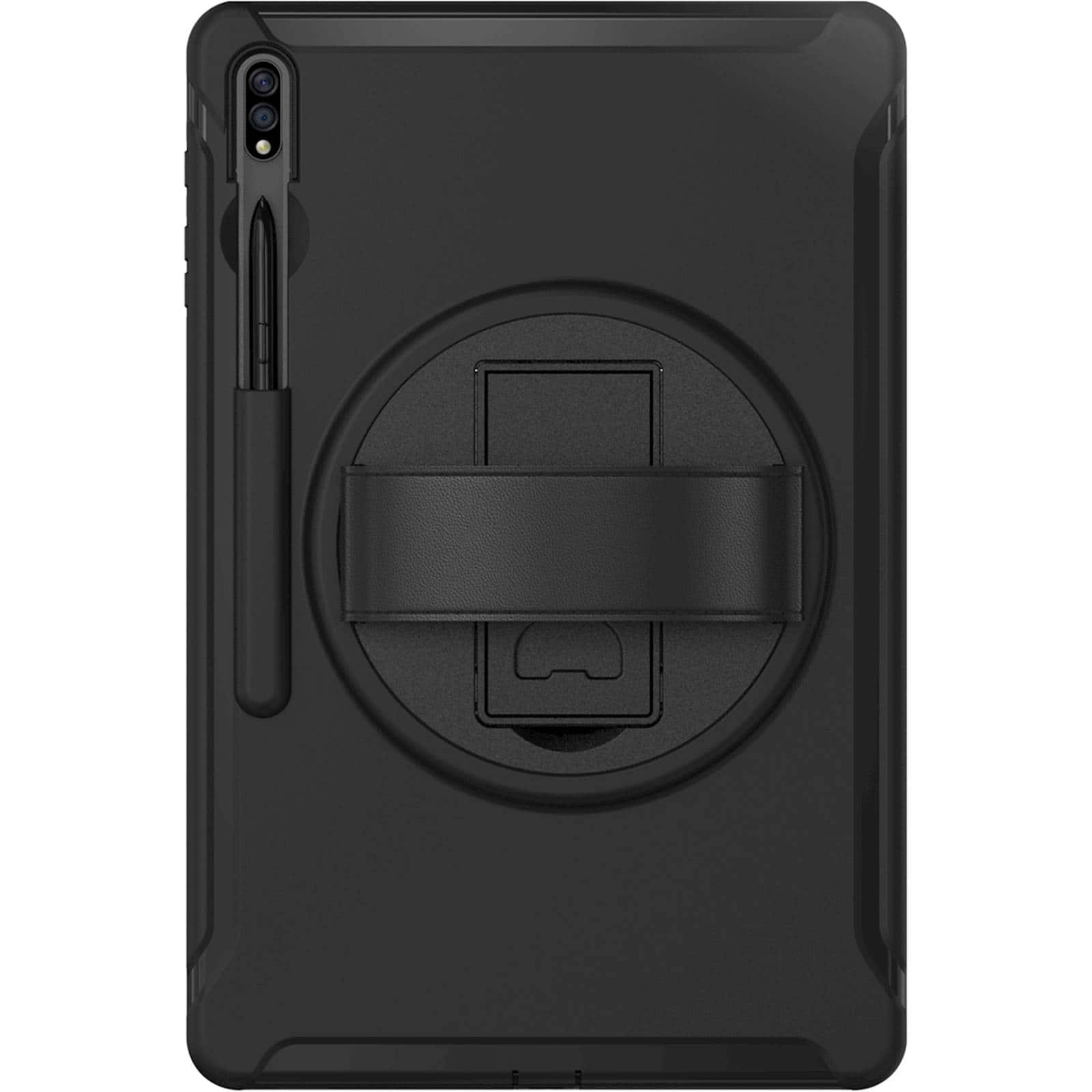 Front. SaharaCase - PROTECTION Hand Strap Case for Samsung Galaxy Tab S7 FE and S8 Plus - Black.