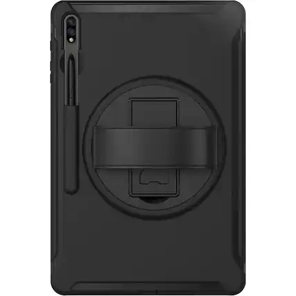 Front. SaharaCase - PROTECTION Hand Strap Case for Samsung Galaxy Tab S7 FE and S8 Plus - Black.