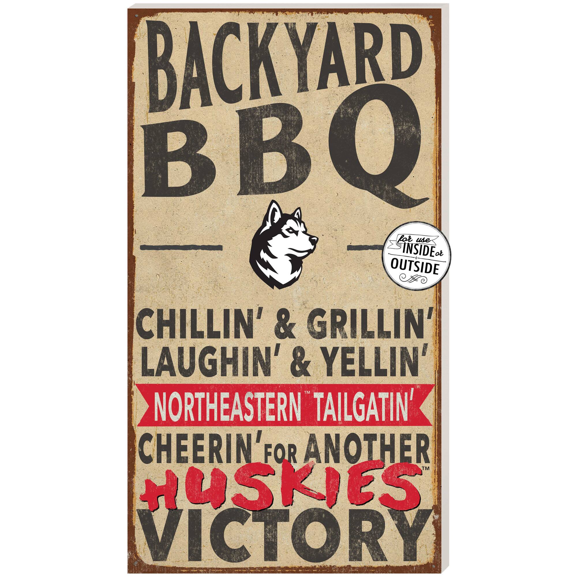 Brown Northeastern Huskies 11'' x 20'' Indoor/Outdoor BBQ Sign